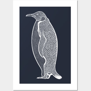 Emperor Penguin Ink Art - on dark colors Posters and Art